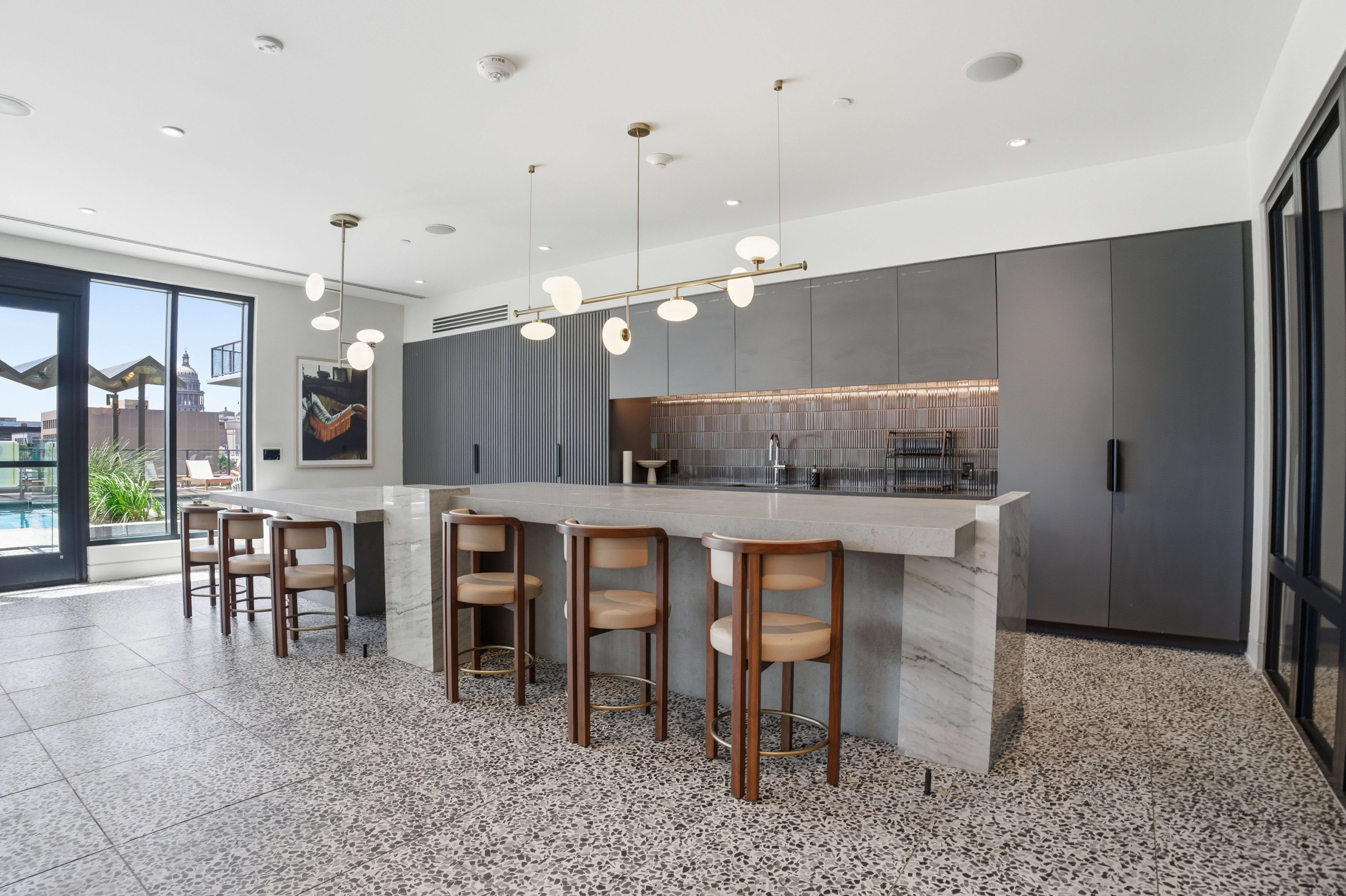 Kitchen bar marble counters